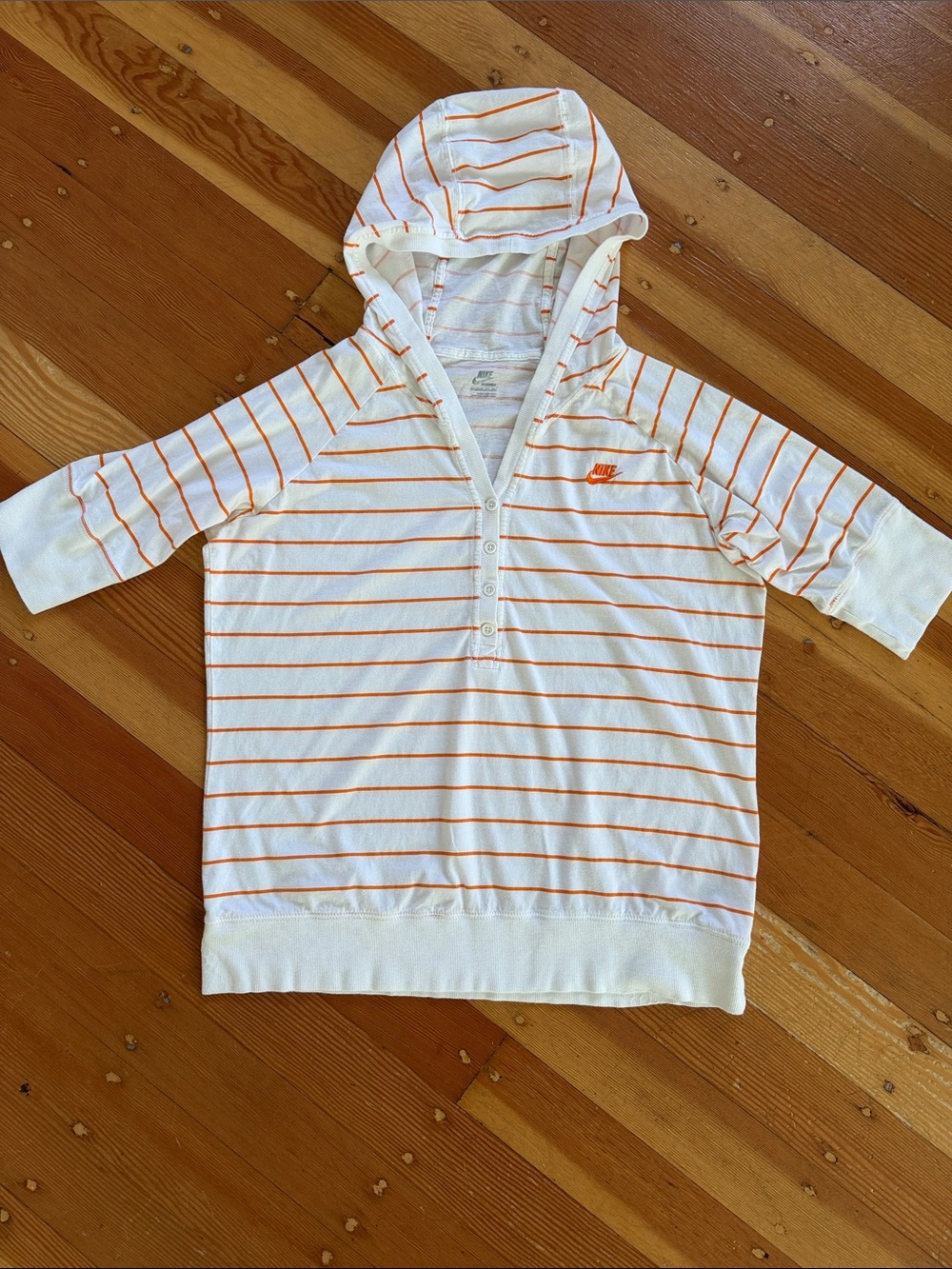 Nike Short Sleeve Hooded Henley Striped Tee Shirt XXL